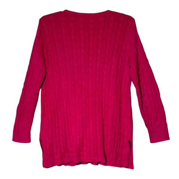 Lauren Ralph Lauren (POLO) Classic Red Cable Knit‎ Split Neck Sweater Size 2X - Picture 3 of 7